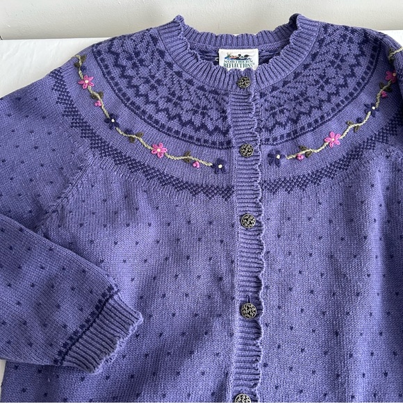 Vintage Northern Reflections Purple Embroidered Floral Cardigan Sweater - Picture 7 of 14